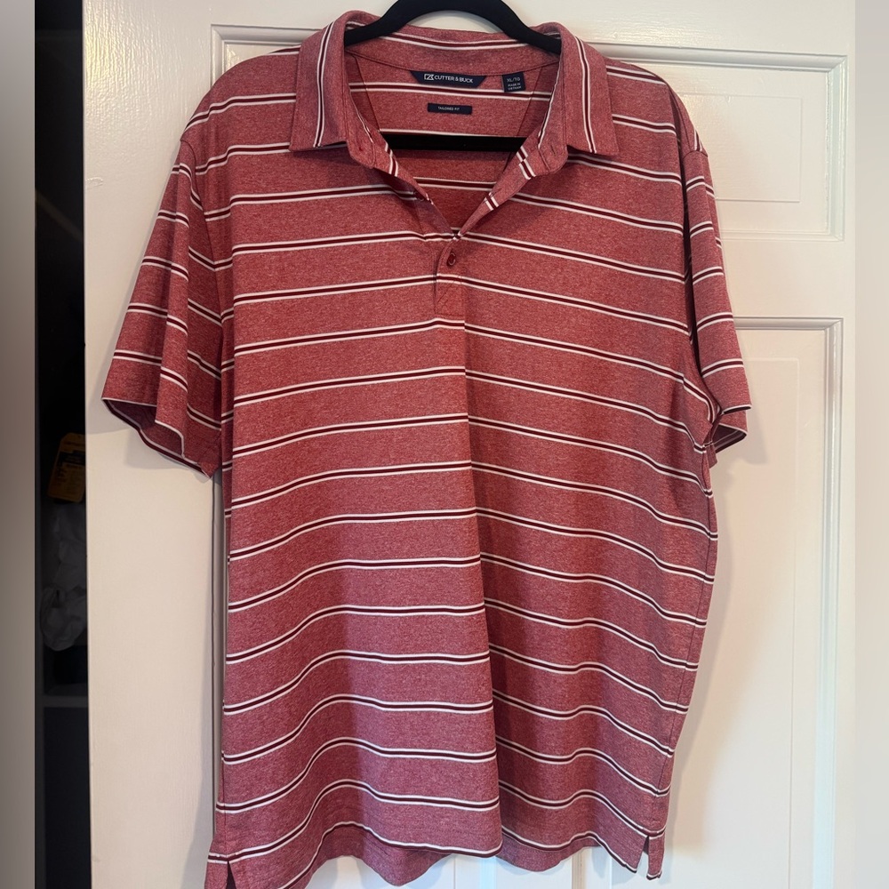 Cutter and Beck Men's Red Stripe Polo Shirt